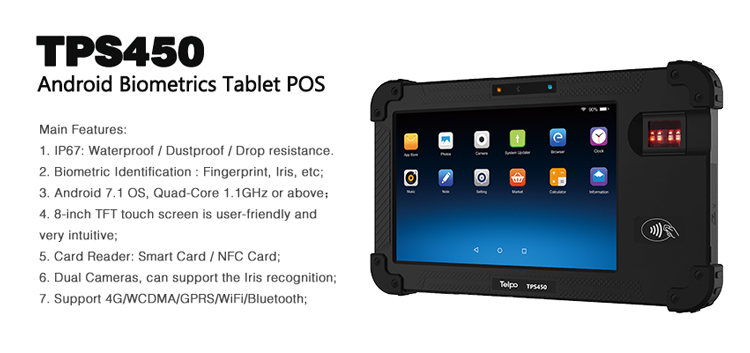 Telpo-Find 8-inch Handheld Android Biometric Pda POS TPS450 - Telpo