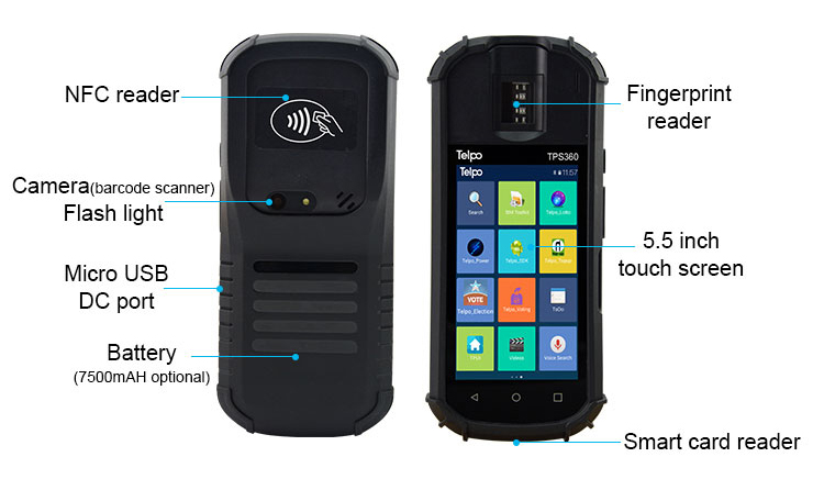 Telpo-5-inch Biometric Fingerprint Reader Pos Machine - Telpo Tps360-5